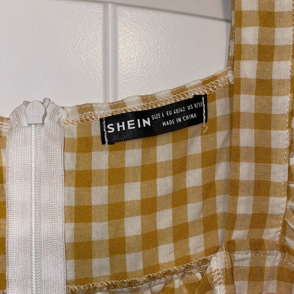 Yellow and White Gingham Babydoll Dress - Picture 3 of 4